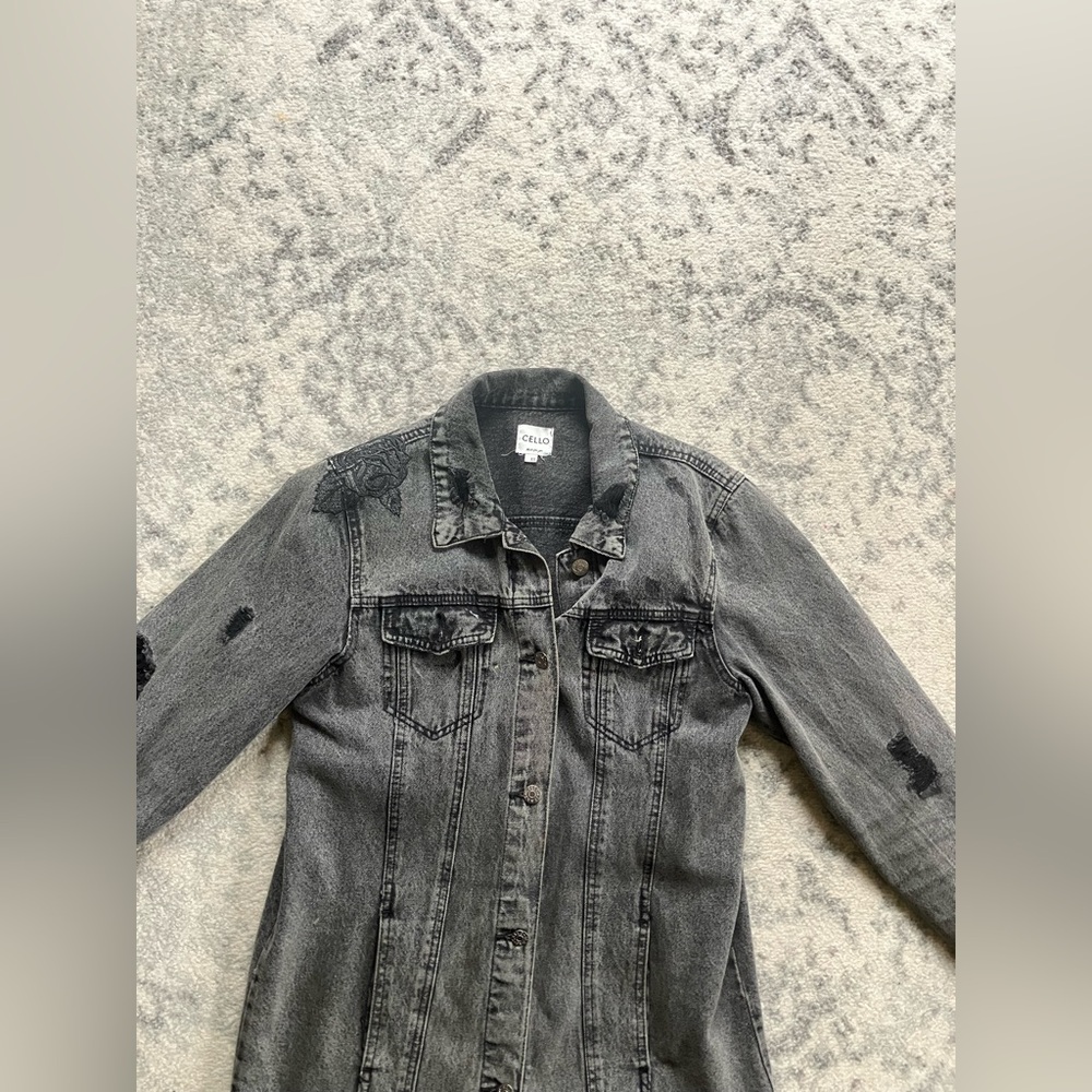 Distressed Gray Denim Jacket